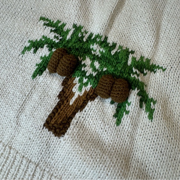Vintage Marisa Christina Hand Knit Beach hawaii Tropical Palm Tree Sweater M - Picture 9 of 10